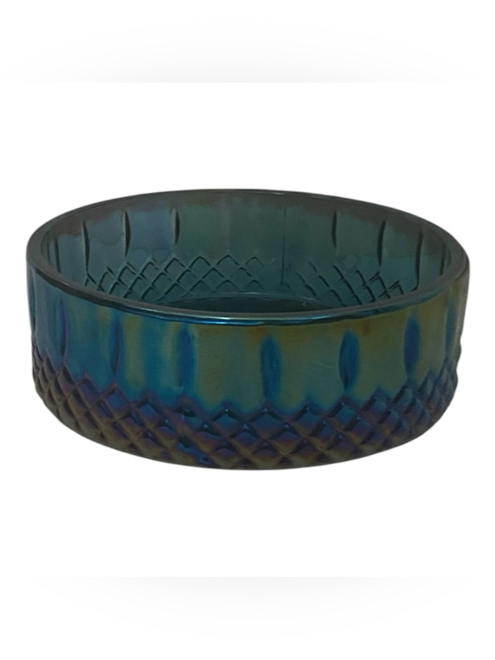 Vintage Iridescent Blue Indiana Carnival Glass Decorative Bowl